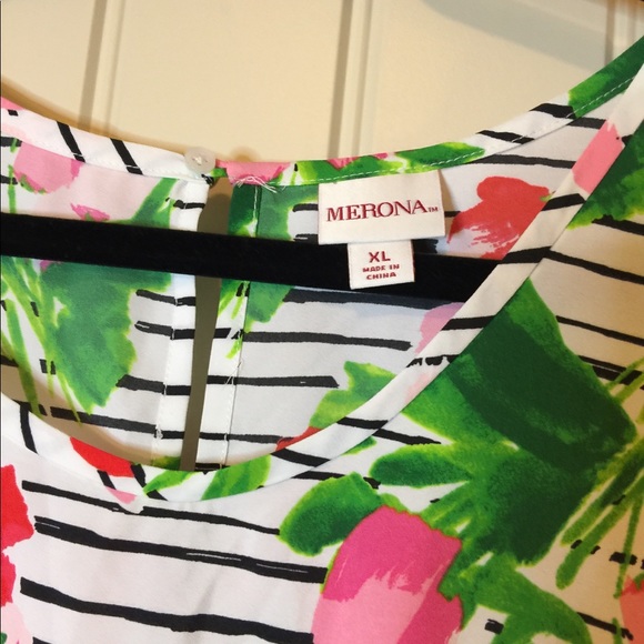 Merona Striped and Floral Print Sleeveless Shell - Picture 4 of 8